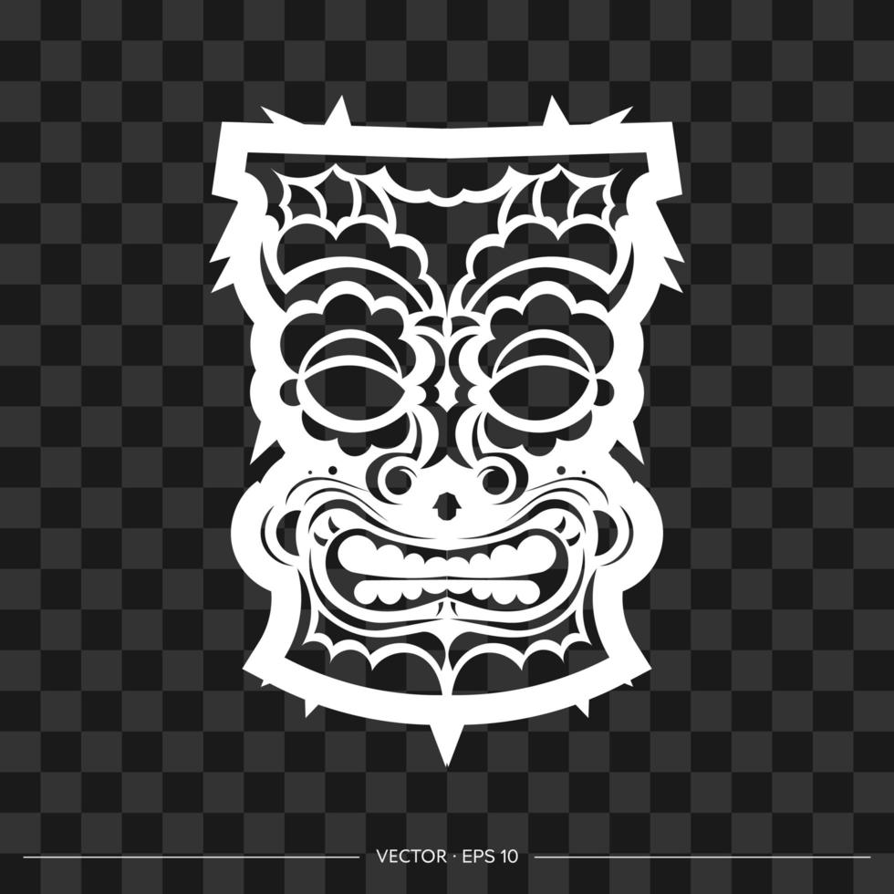tótem en forma de cara hecho de patrones. el contorno de la cara o máscara de un guerrero. patrones polinesios, hawaianos o maoríes. para camisetas, estampados y tatuajes. vector