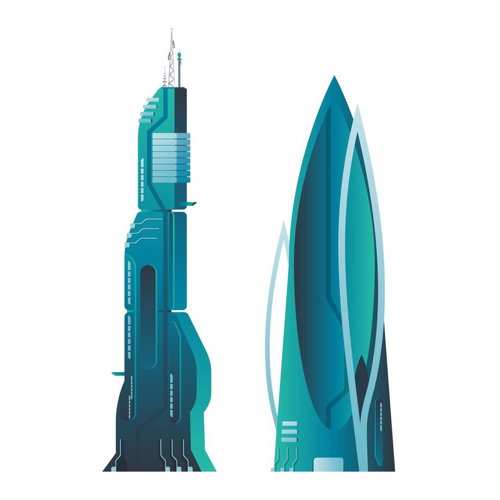 Futuristic urban architecture. The building of the future. Element for science fiction and fantasy. Isolated. Vector. vector