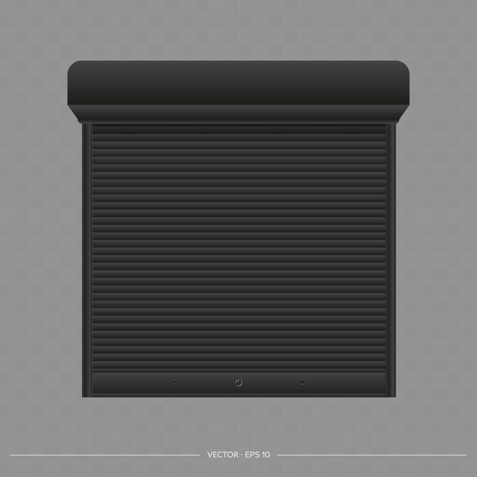 Black Roller shutter on the euro window. Realistic euro window with roller shutters vector. vector