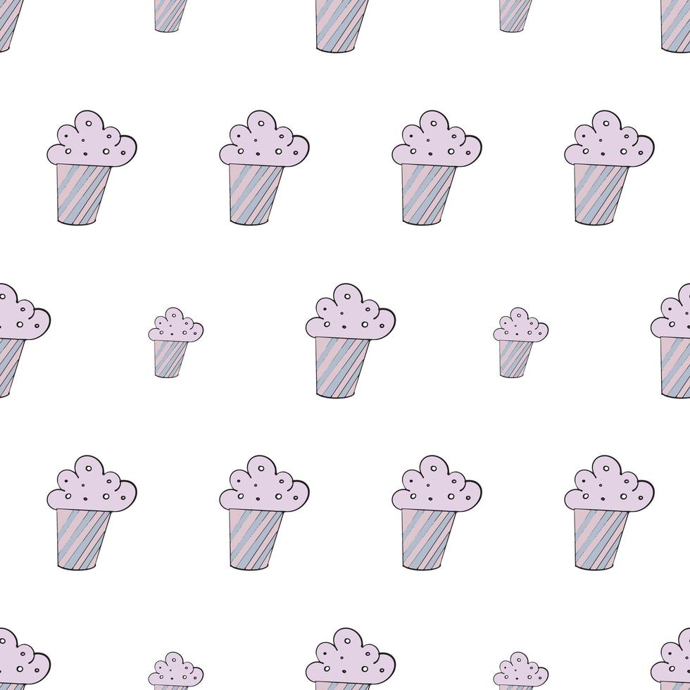 Seamless pattern with cupcake. Festive cupcake in a flat style. Endless background. Good for backgrounds, postcards and wraps designs. Vector. vector