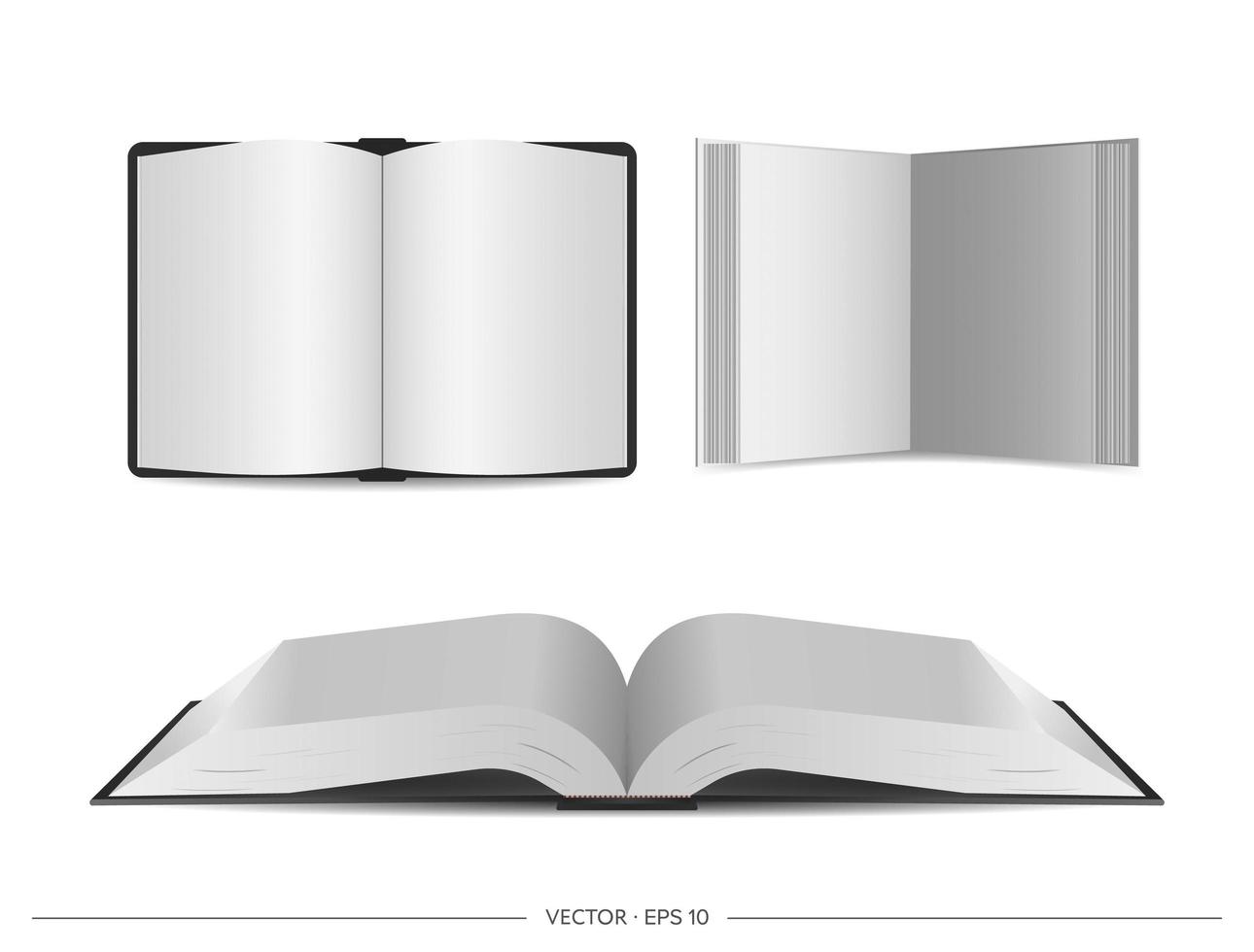 Vector set of open books isolated on a white background.