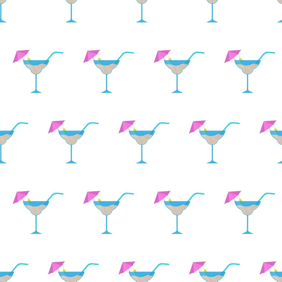 Seamless pattern Cocktail with umbrella, olives and straws in a flat style. Cocktail icon. Isolated. . vector
