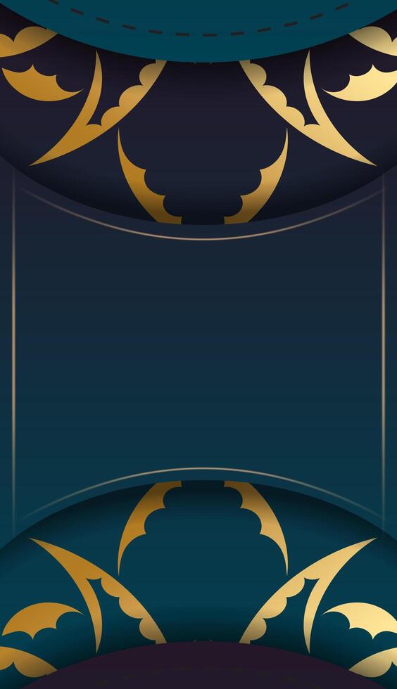 Background with gradient blue color with abstract gold pattern for design under your text vector