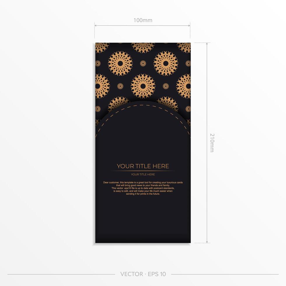 Dark postcard design with abstract vintage mandala ornament. Can be used as background and wallpaper. vector