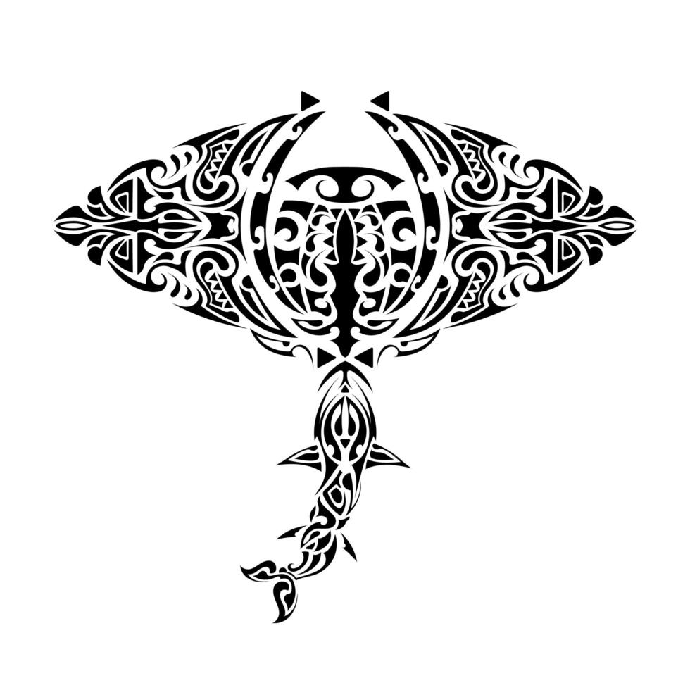 Stingray Polynesian style. Stingray tattoo in polynesia style. Good for tattoos, prints and t-shirts. Isolated. Vector. vector