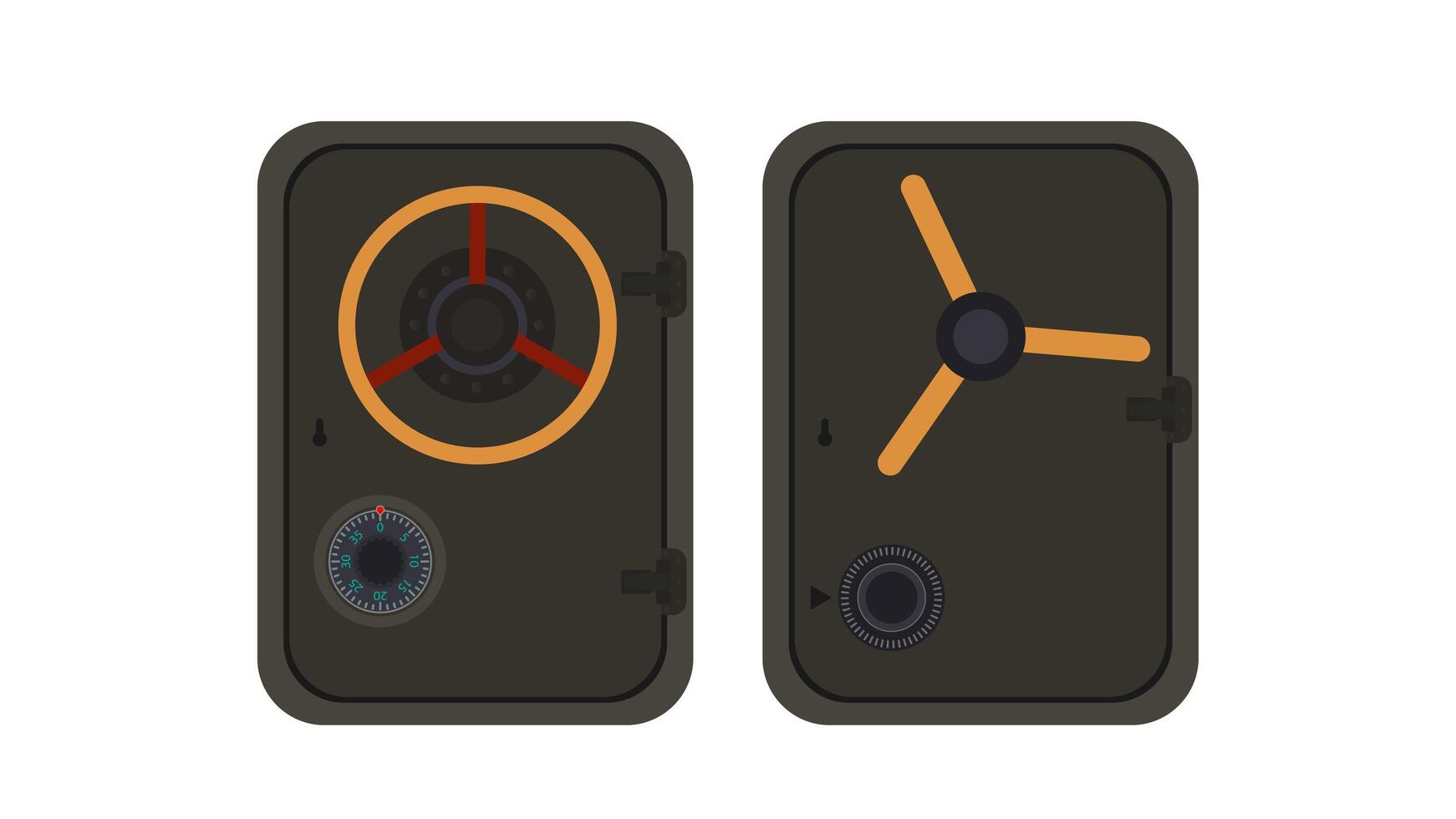 Two black and orange boxes with a clock inside vector