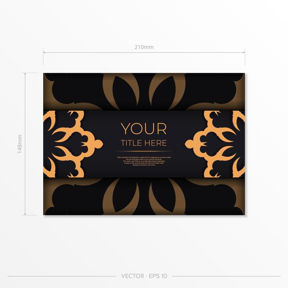 Dark postcard design with vintage Indian mandala ornament. vector