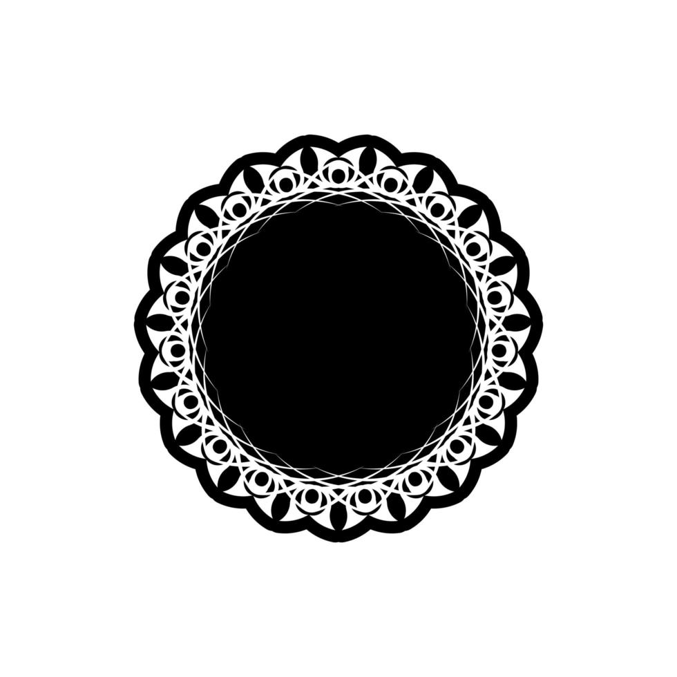 logotipo de mandala indio. logotipo en blanco y negro. elementos de diseño de tejido. vector de logotipos de yoga.