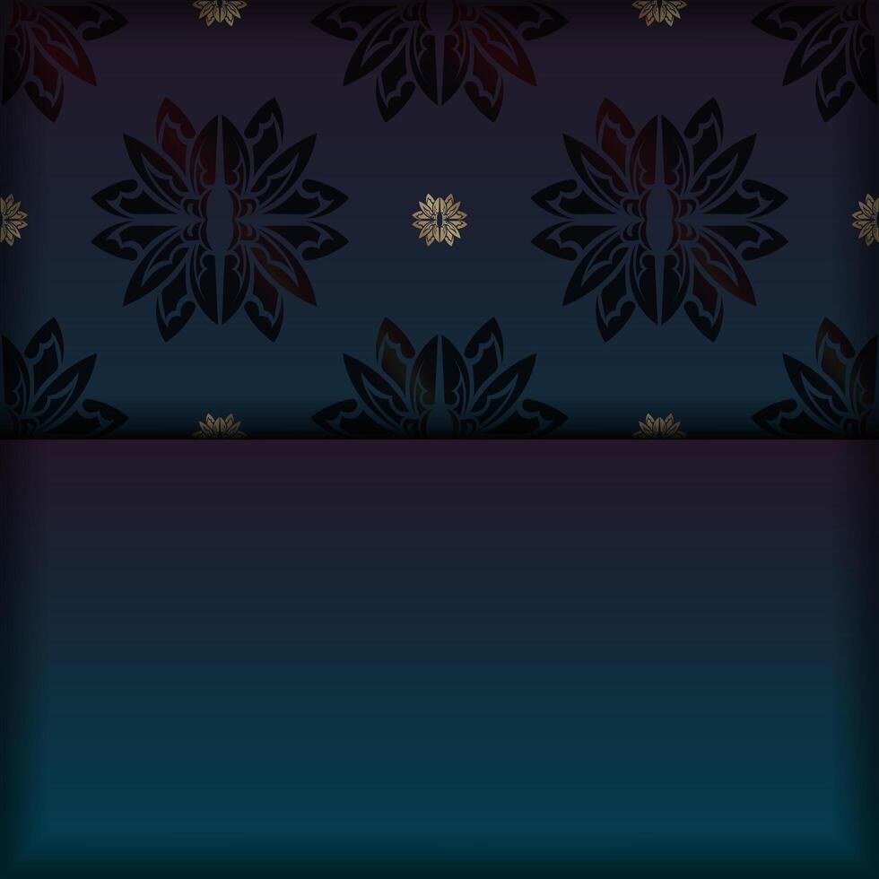 Background with gradient blue color with luxury gold pattern for design under logo or text vector