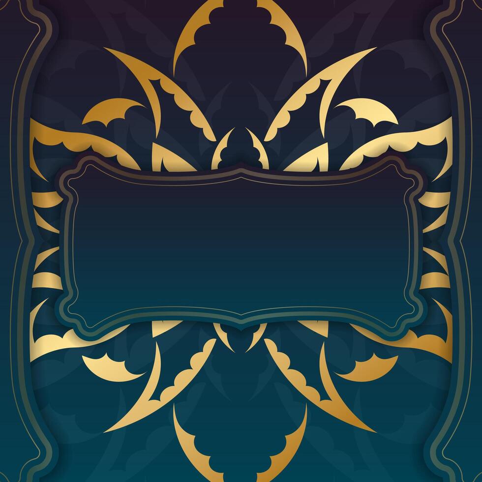 Golden floral pattern on dark blue background vector