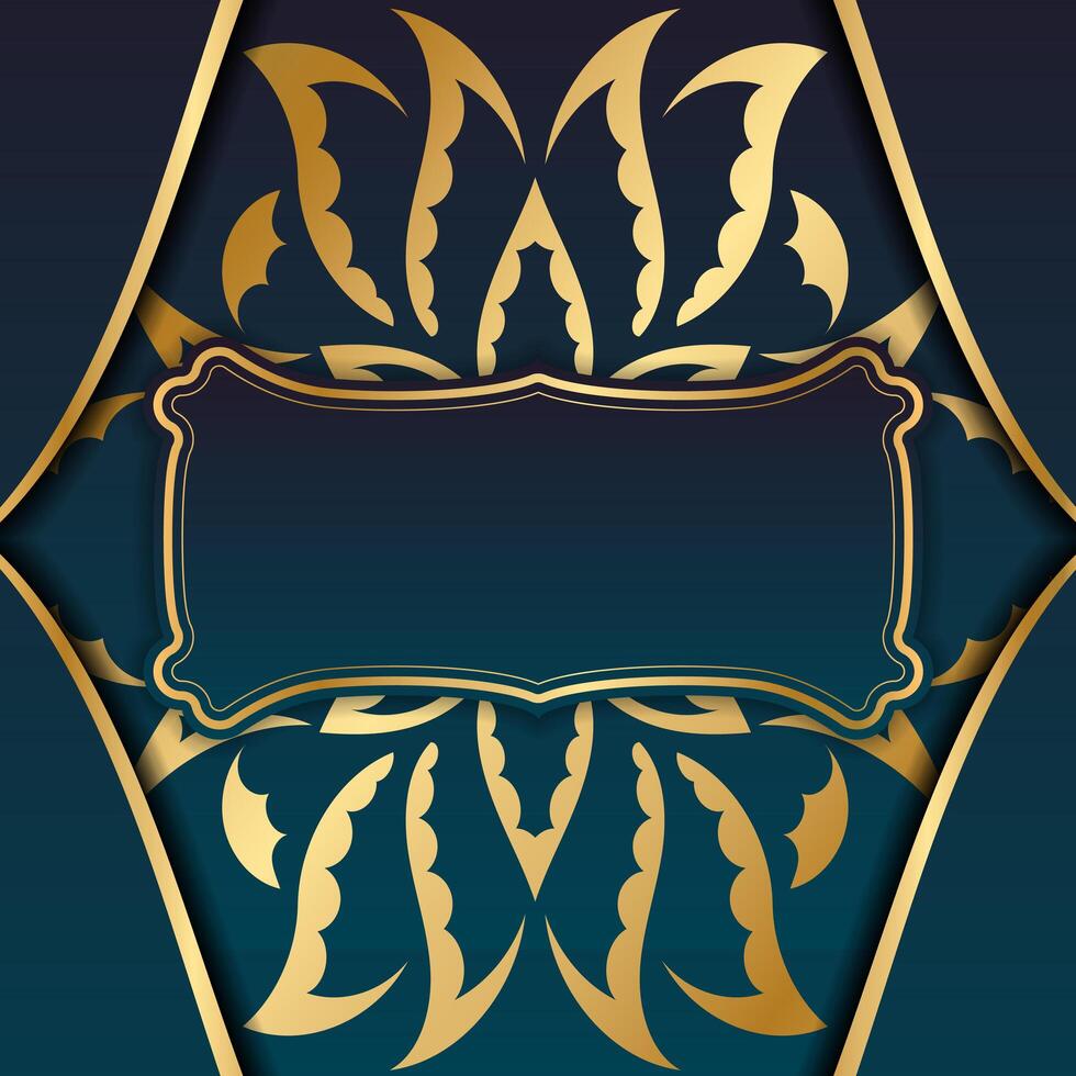 Golden frame with floral pattern vector