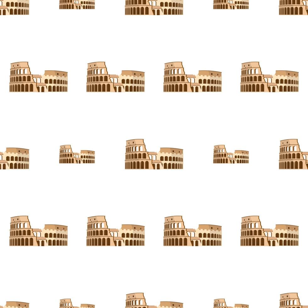 Seamless pattern with coliseum. Endless background. Good for postcards, prints, wrapping paper and backgrounds. . vector