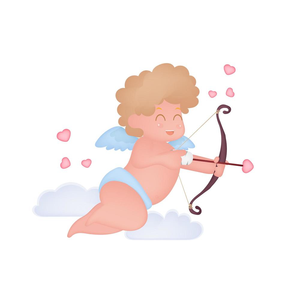 silueta de cupido. vector clásico de cupido. tarjeta del día de san valentín. dispara un arco. ilustración de dibujos animados plana