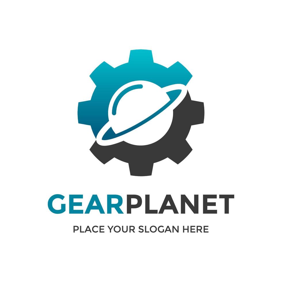 Gear planet vector logo template. This design use gear symbol.