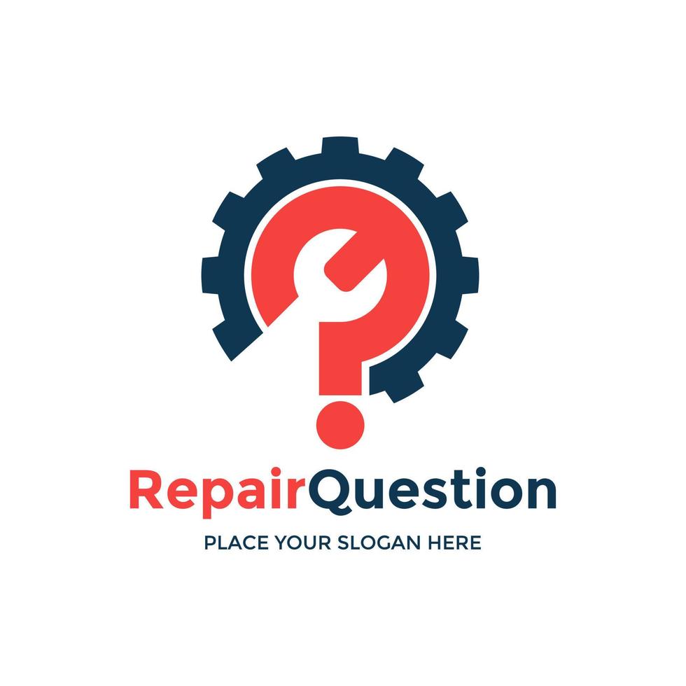 Repair question vector logo template. This design use wrench symbol.