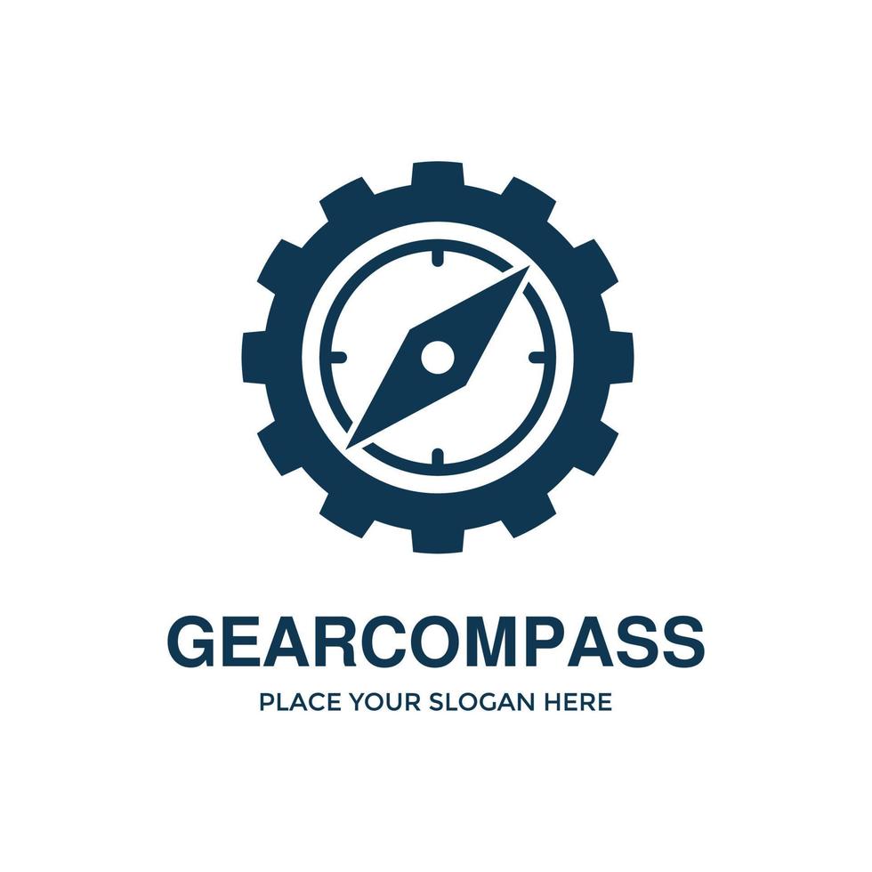 Gear compass vector logo template. This design use navigation symbol.