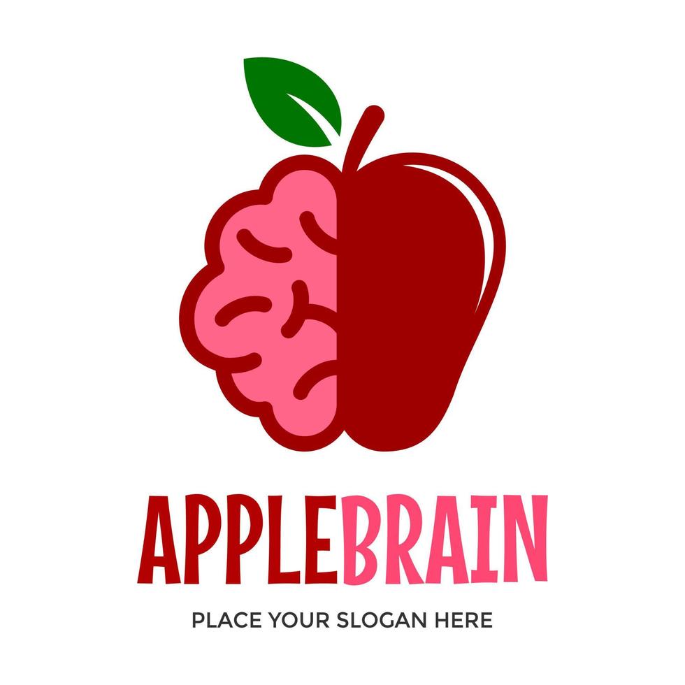 Apple brain vector logo template. This design use fruit symbol. Suitable for food and knowladge.