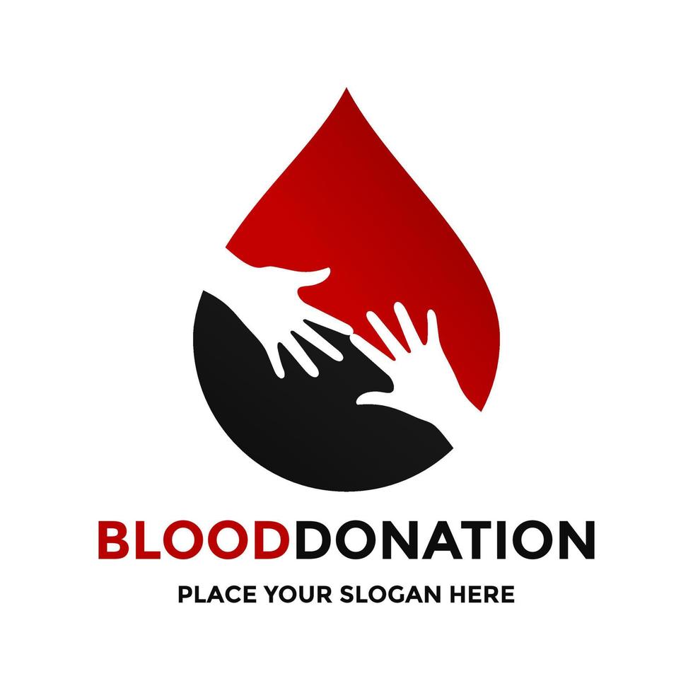 Blood donation vector logo template. This design use hand symbol. Suitable for solidarity.