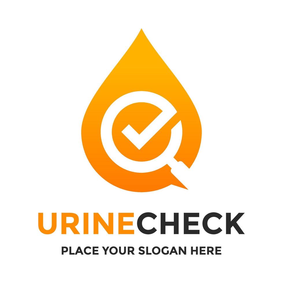 Urine check vector logo template. This design use magnifying glass symbol. Suitable for analysis.