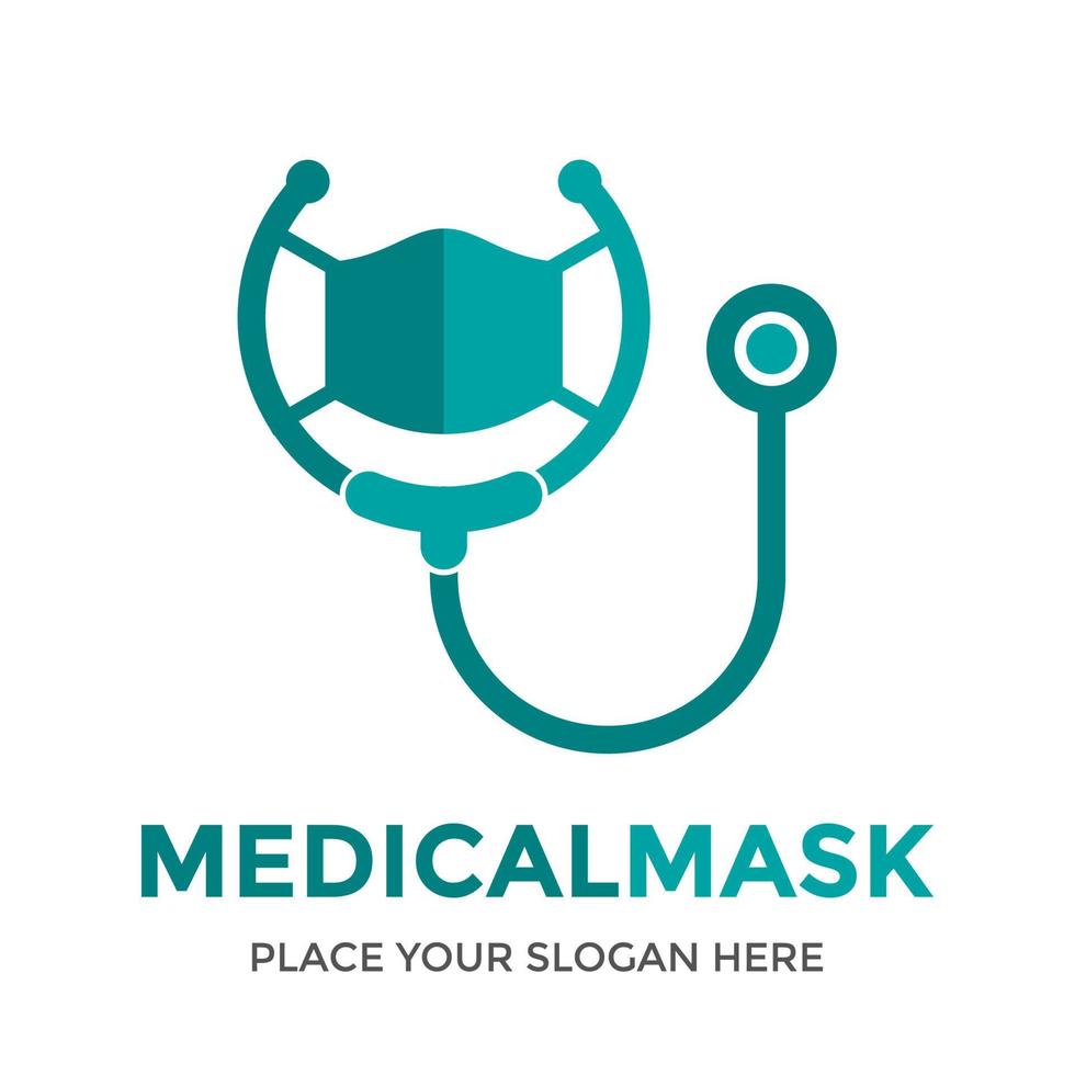 Medical mask vector logo template. This design use stethoscope symbol. Suitable for health.