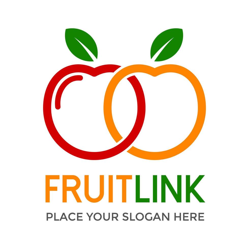 Fruit link vector logo template. This design use orange and apple symbol. Suitable for food business.