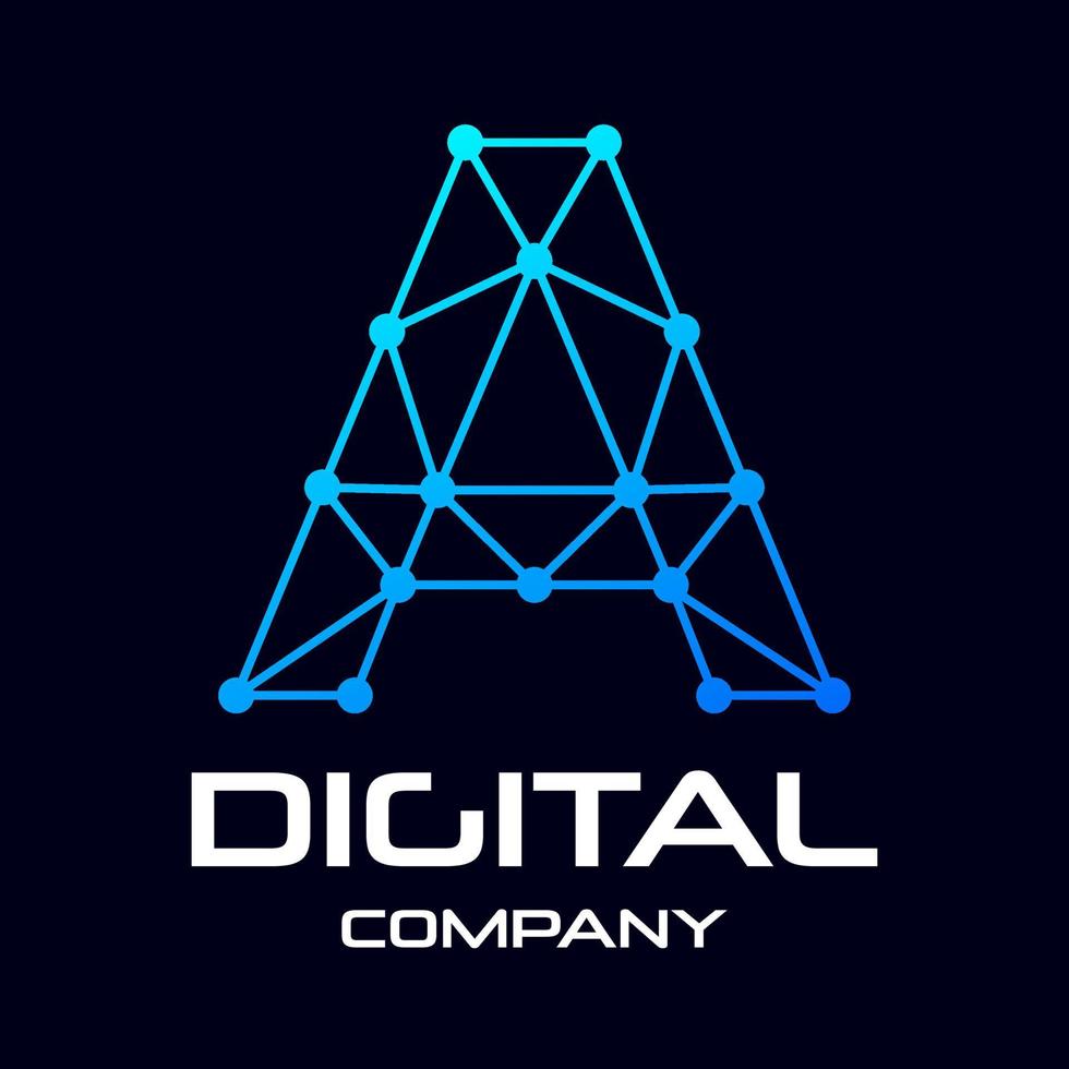 Digital letter A vector logo template. This design use technology and dot symbol. Suitable for identity brand.