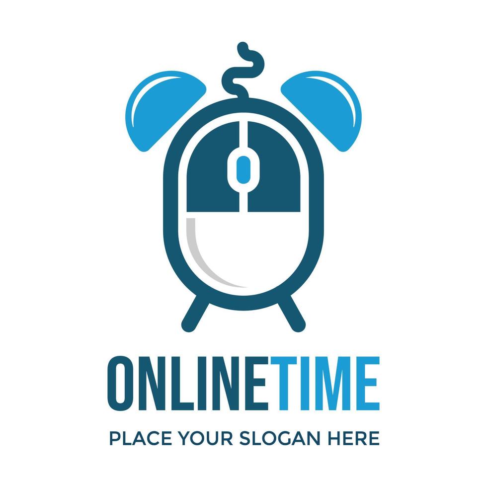 Online time vector logo template. This design use alarm symbol. Suitable for work or internet.