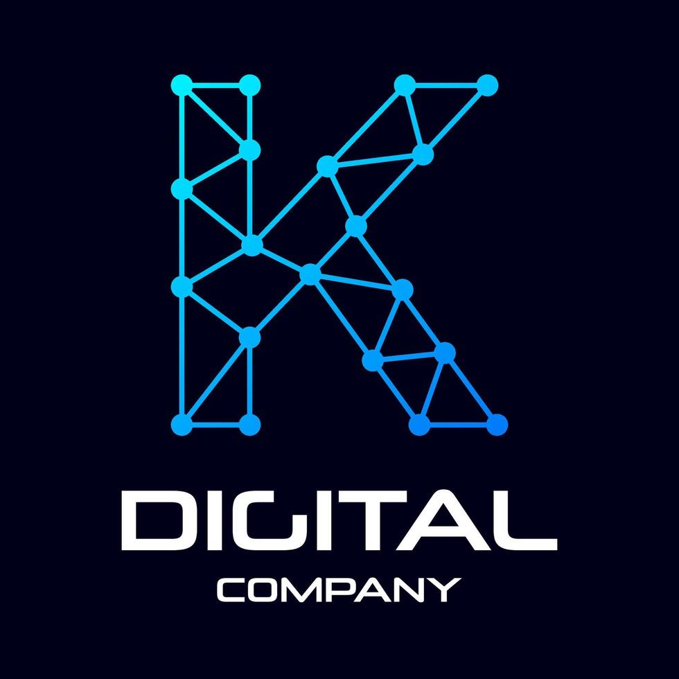 Digital letter K vector logo template. This design use technology and dot symbol. Suitable for identity brand.