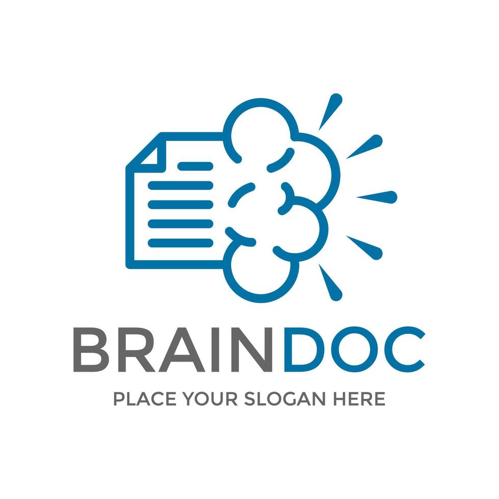 Brain document vector logo template. This design use paper and mind symbol. Suitable for office or education.