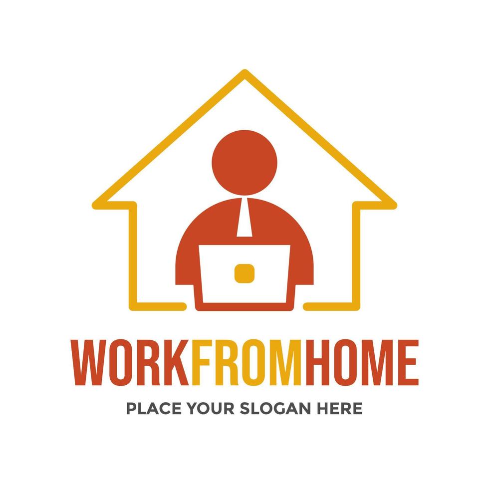 Work from home vector logo template. This design use laptop and human symbol. Suitable for business.