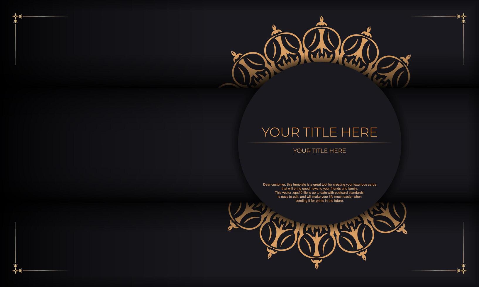 Black banner with luxurious ornaments and place for your text. Invitation card design with vintage patterns. vector