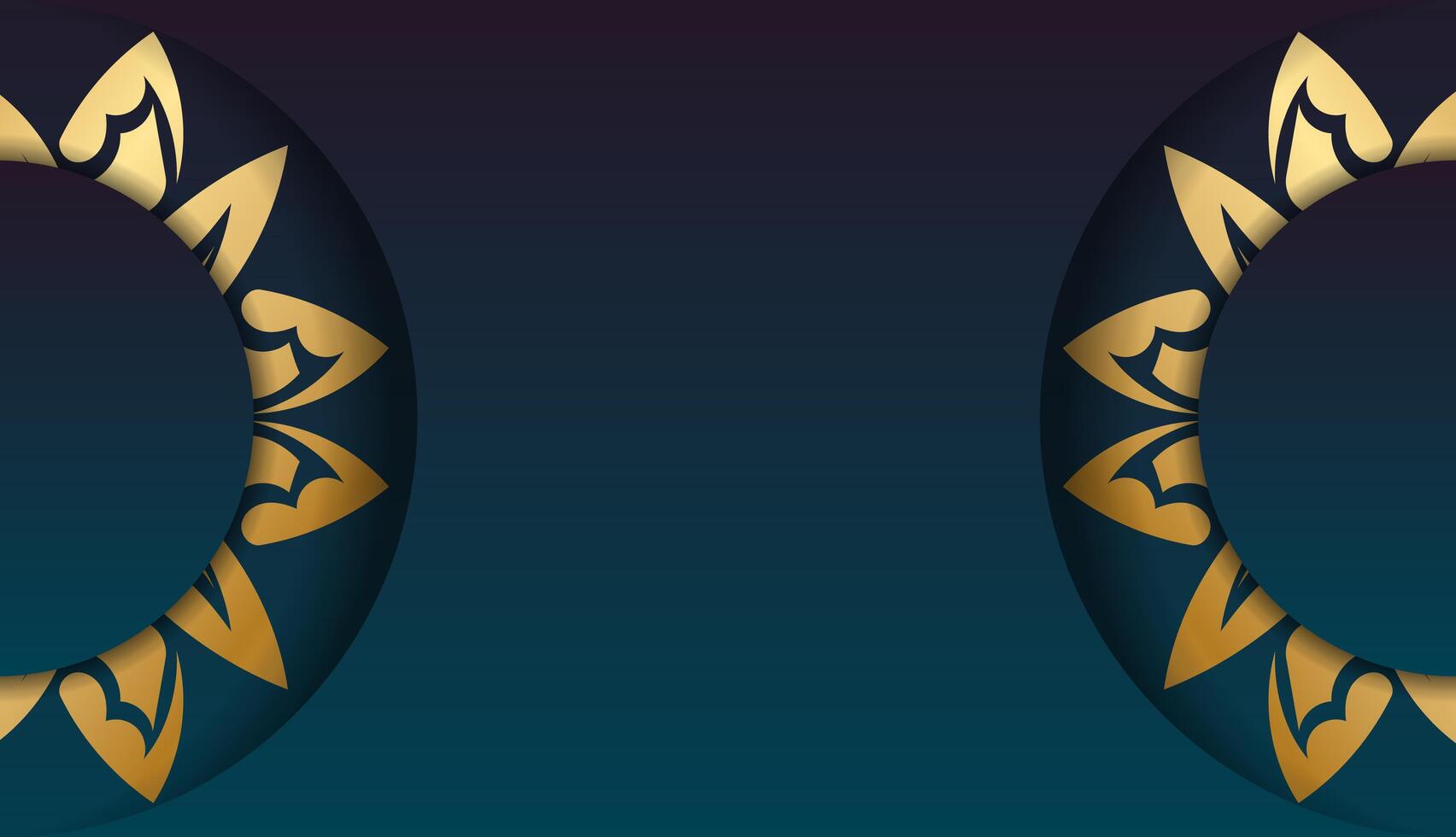 Gradient blue background with indian gold pattern and place for logo or text vector