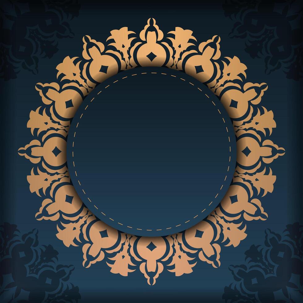Dark blue invitation card template with abstract ornament. Elegant and classic elements are great for decorating. illustration. vector
