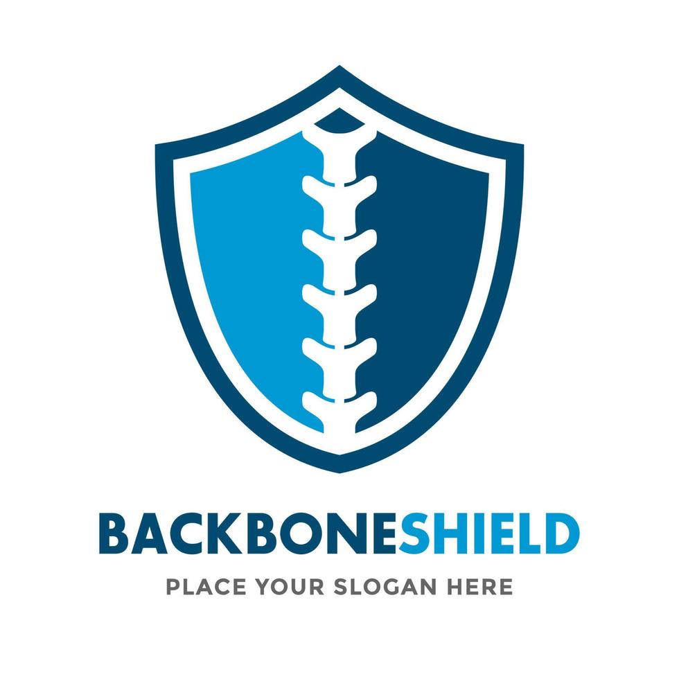 Backbone shield vector logo template. This design use protection symbol. Suitable for medical business or chiropractice.