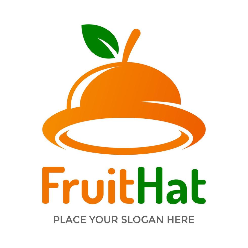 plantilla de logotipo de vector de sombrero de fruta. este diseño utiliza un símbolo naranja. Apto para granjero o disfraz.