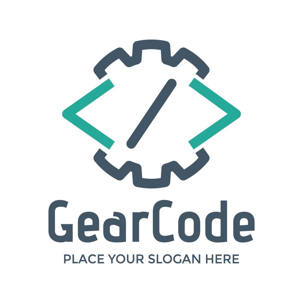 Gear code vector logo template. This design use developer symbol.