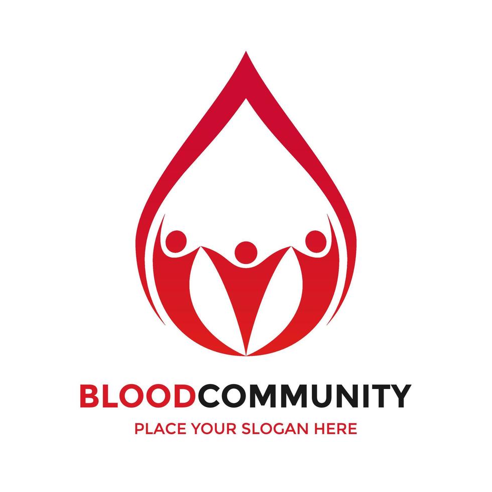 comunidad de sangre o plantilla de logotipo de vector de cuidado. este diseño utiliza un símbolo humano. apto para medico.