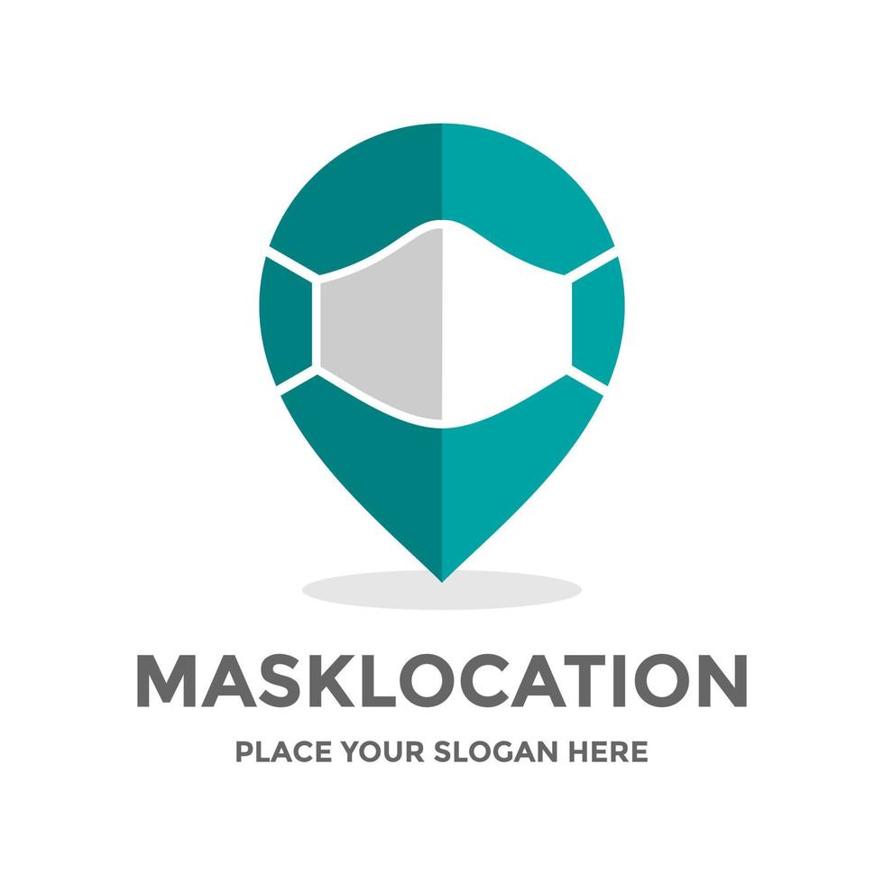 Mask location vector logo template. This design use pin symbol. Suitable for area.