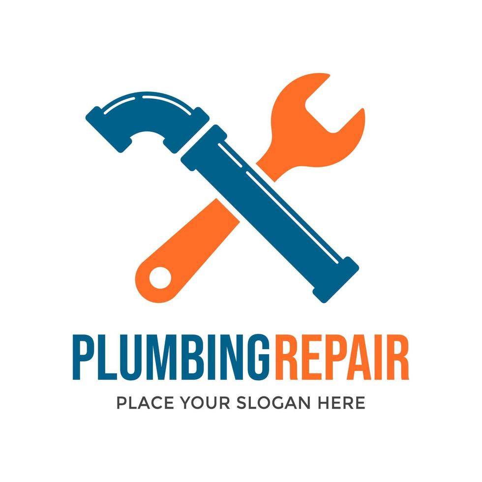 Plumbing vector logo template. This design use wrench symbol. Suitable for water industrial.