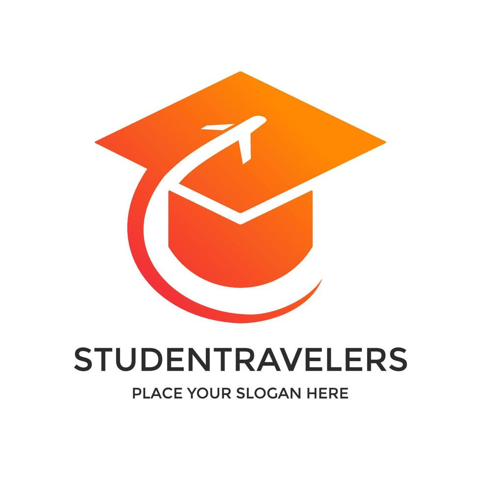 Student traveler vector logo template. This design use hat symbol. Suitable for education.