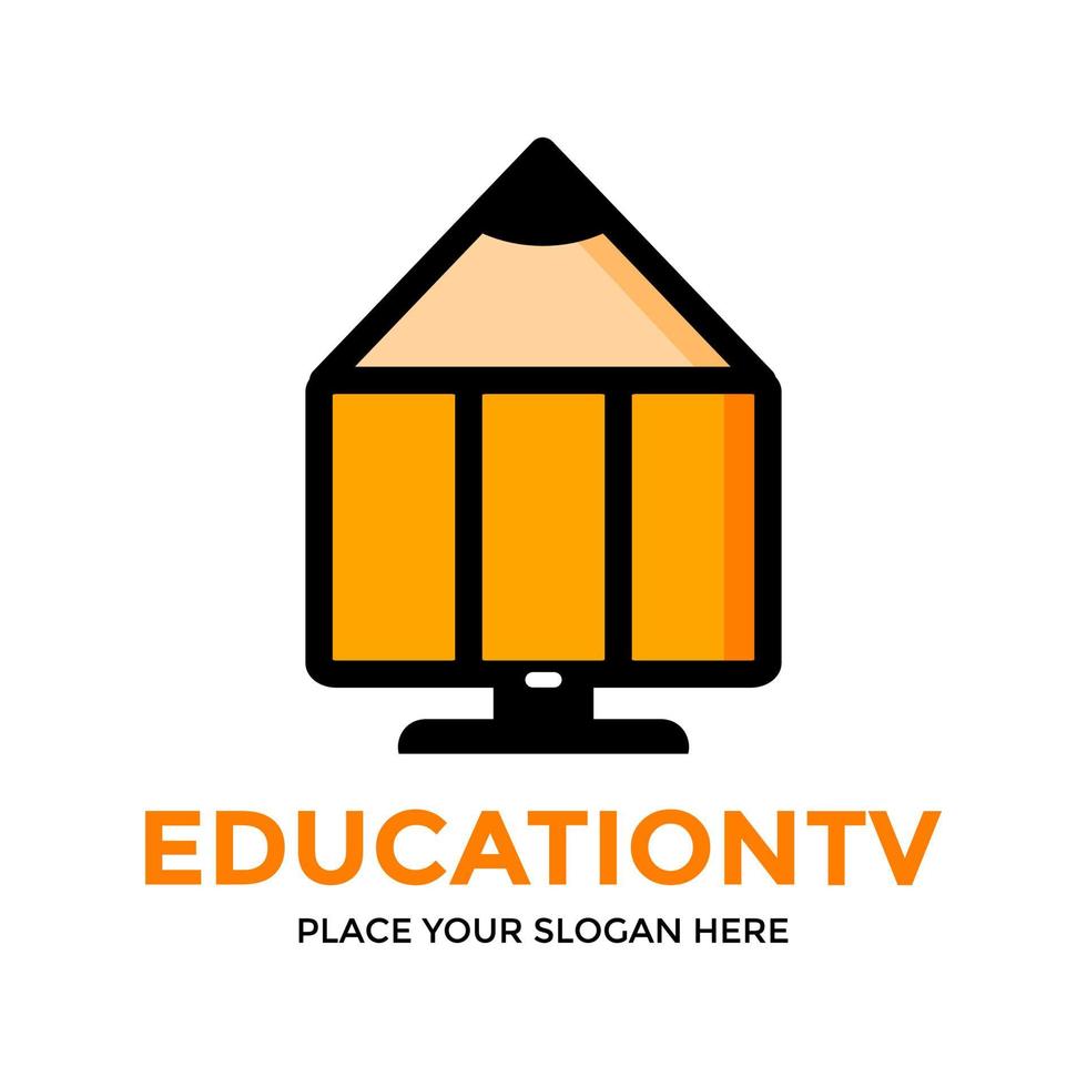 Education tv vector logo template. This design use pencil symbol. Suitable for learn business.
