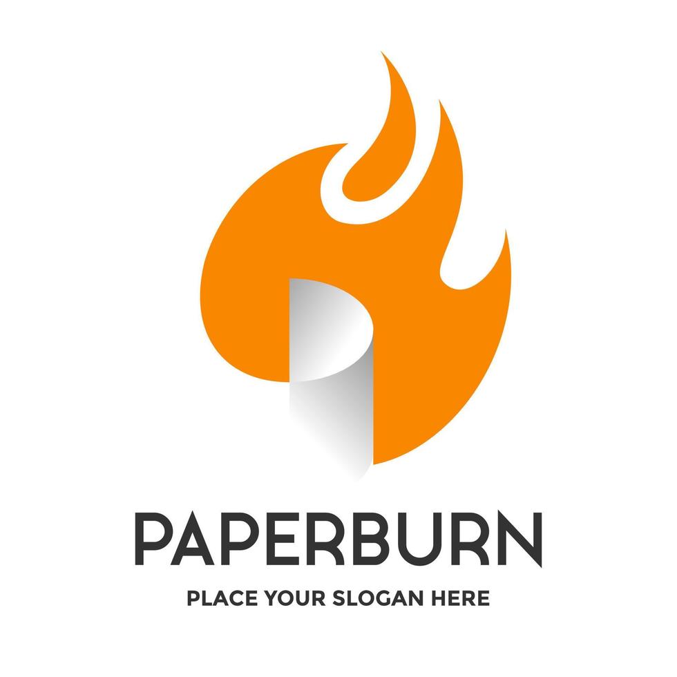 Paper burn vector logo template. This design use fire symbol.