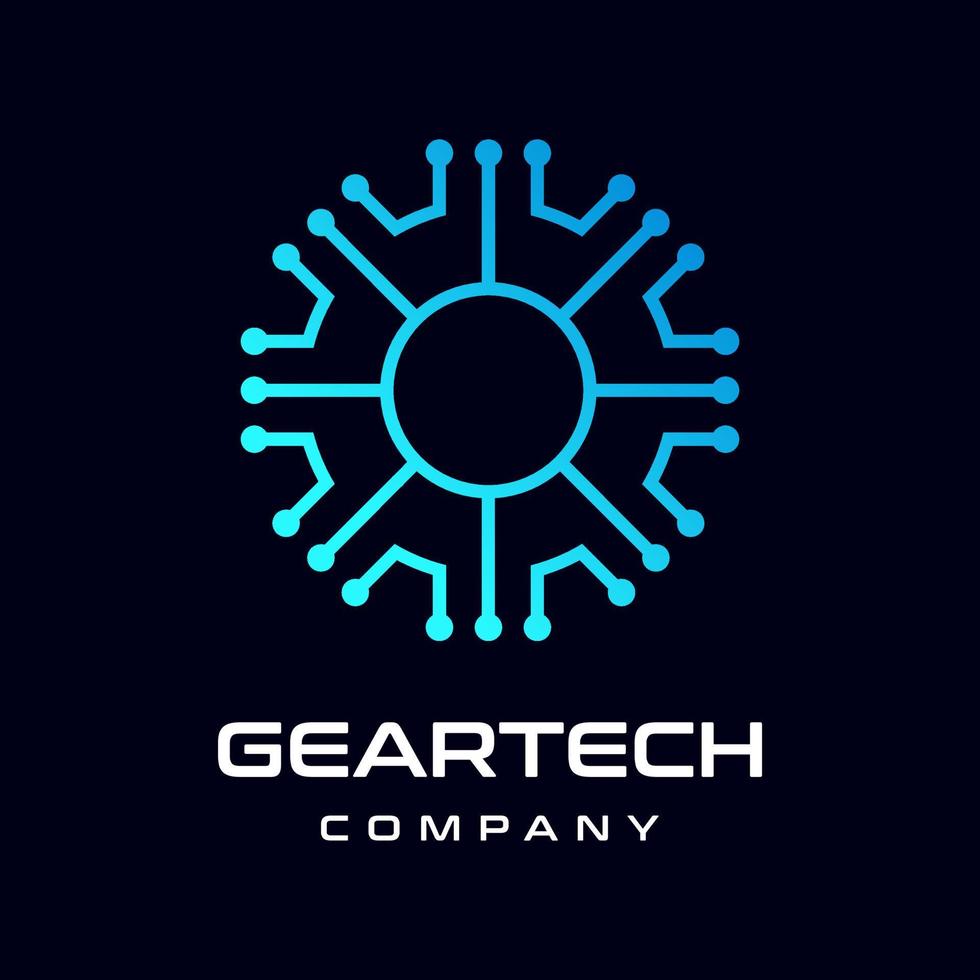 Gear technology vector logo template. This logo is suitable for factory, industrial, technology, website, digital, mechanic, wheel.