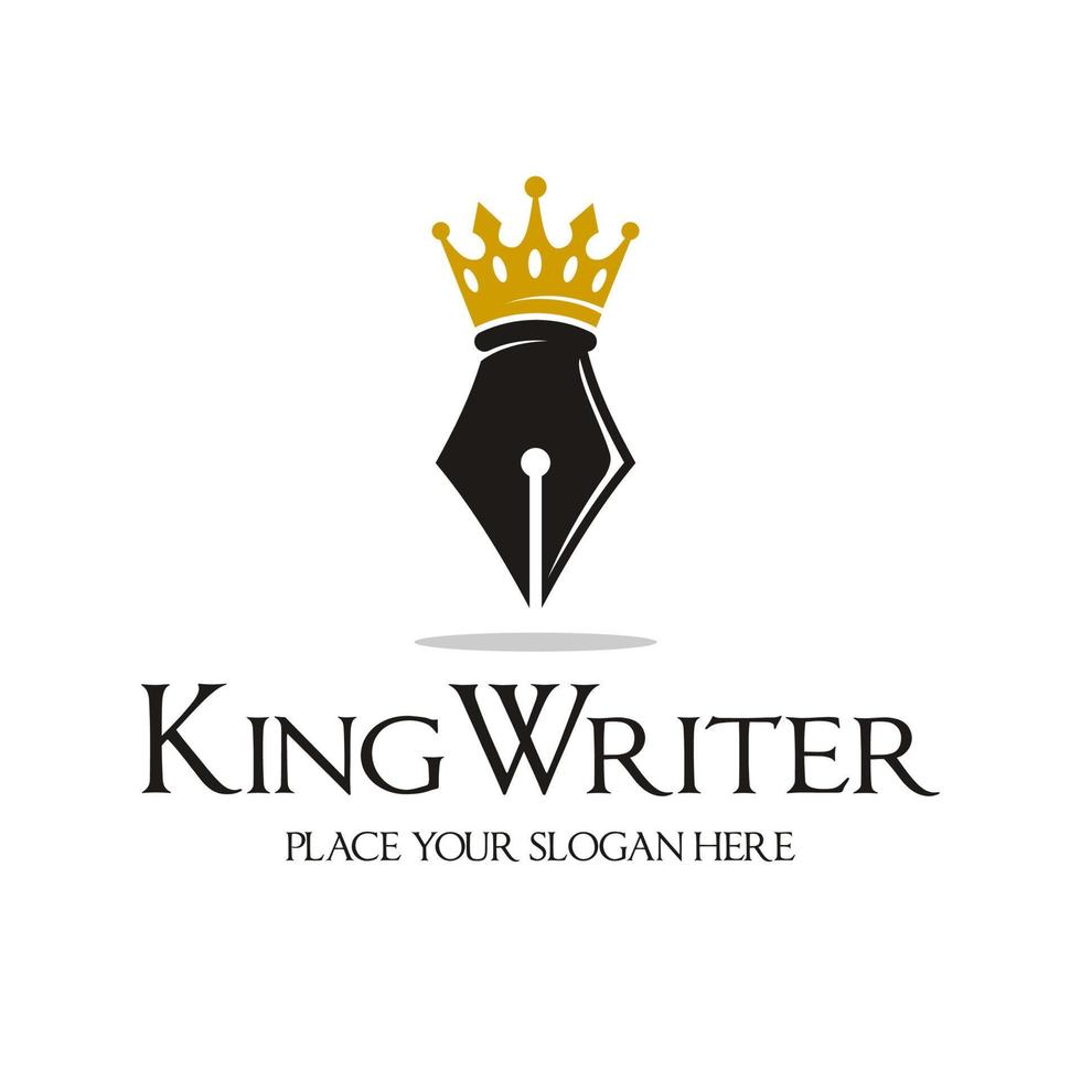 King writer vector logo template. This design use crown symbol. Suitable for author.