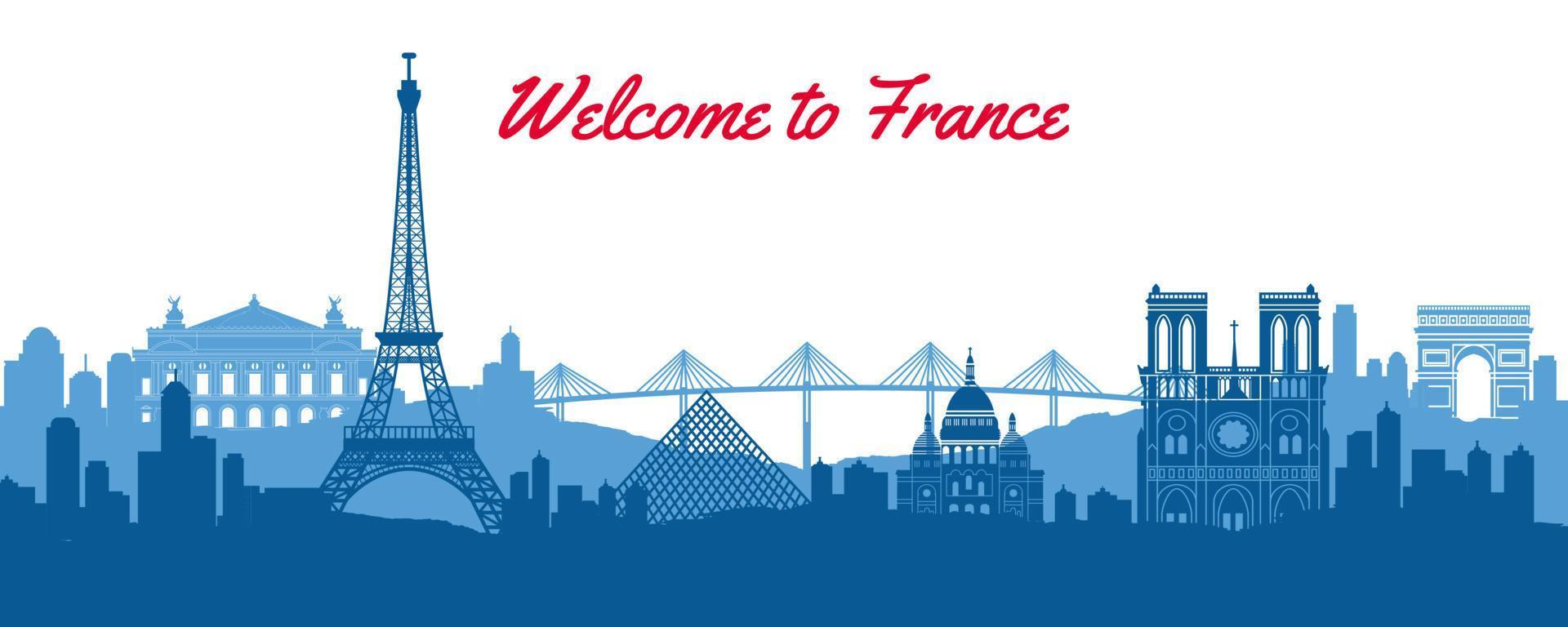 famous landmark of France,travel destination with silhouette classic design vector