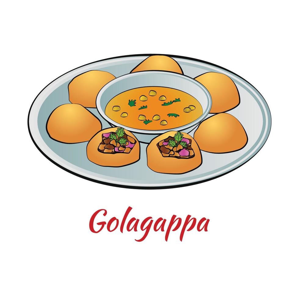 conjunto de comida deliciosa y famosa de la India en un colorido icono de diseño degradado vector