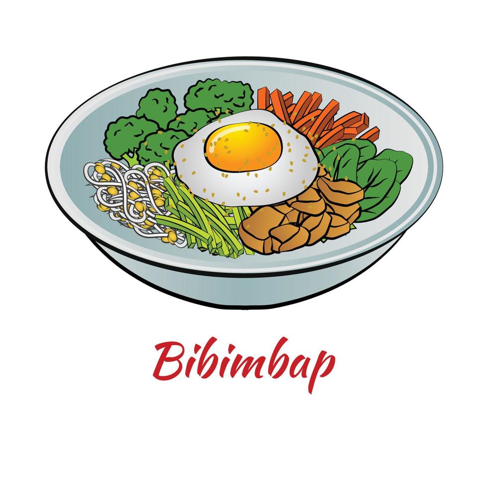 Set of delicious and famous food of Korean in colorful gradient design icon vector