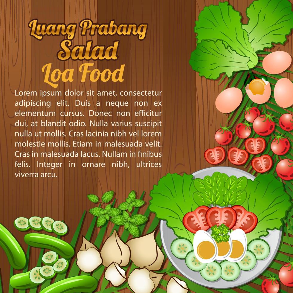 Asean National food ingredients elements set banner on wooden background,Loas vector