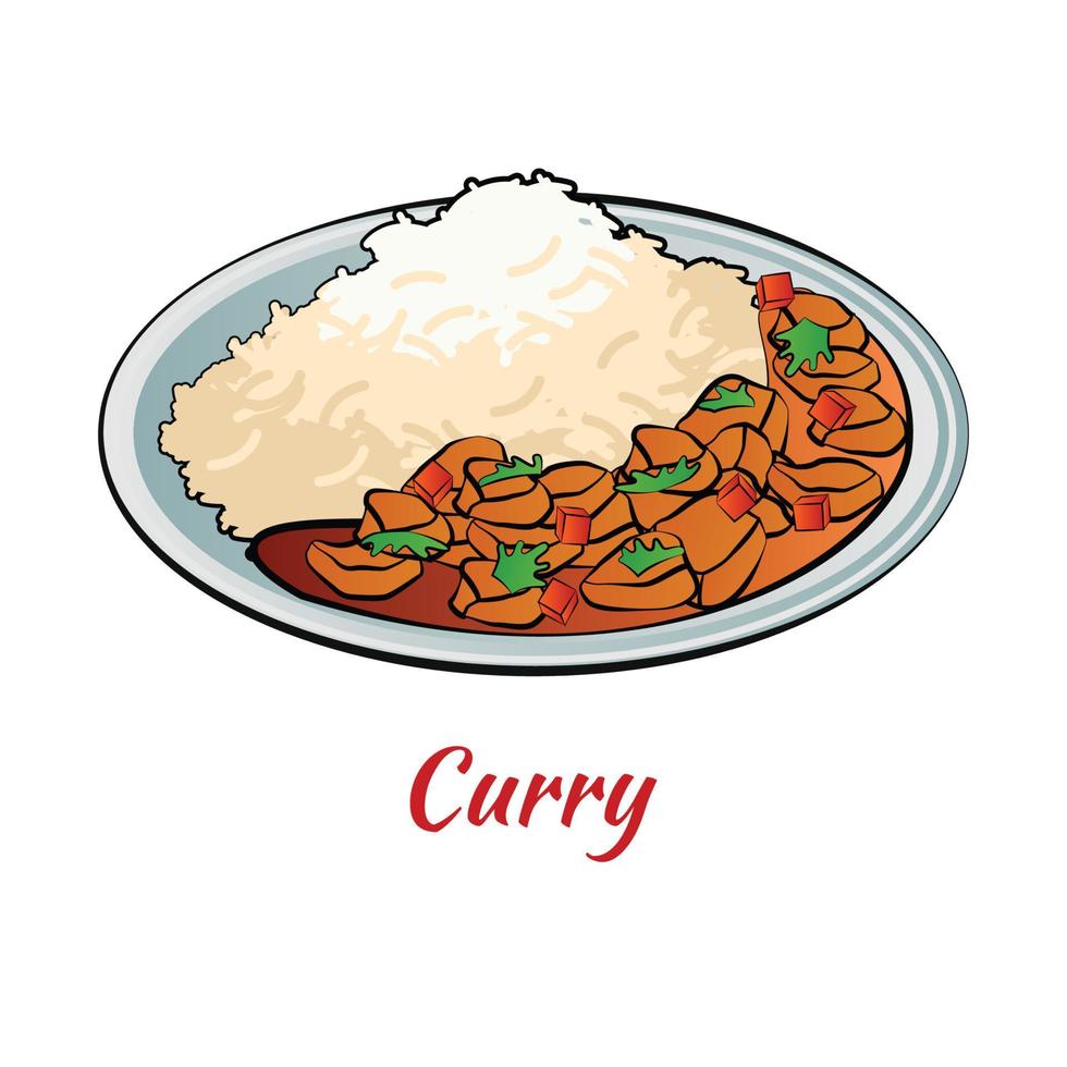 conjunto de comida deliciosa y famosa de la India en un colorido icono de diseño degradado vector