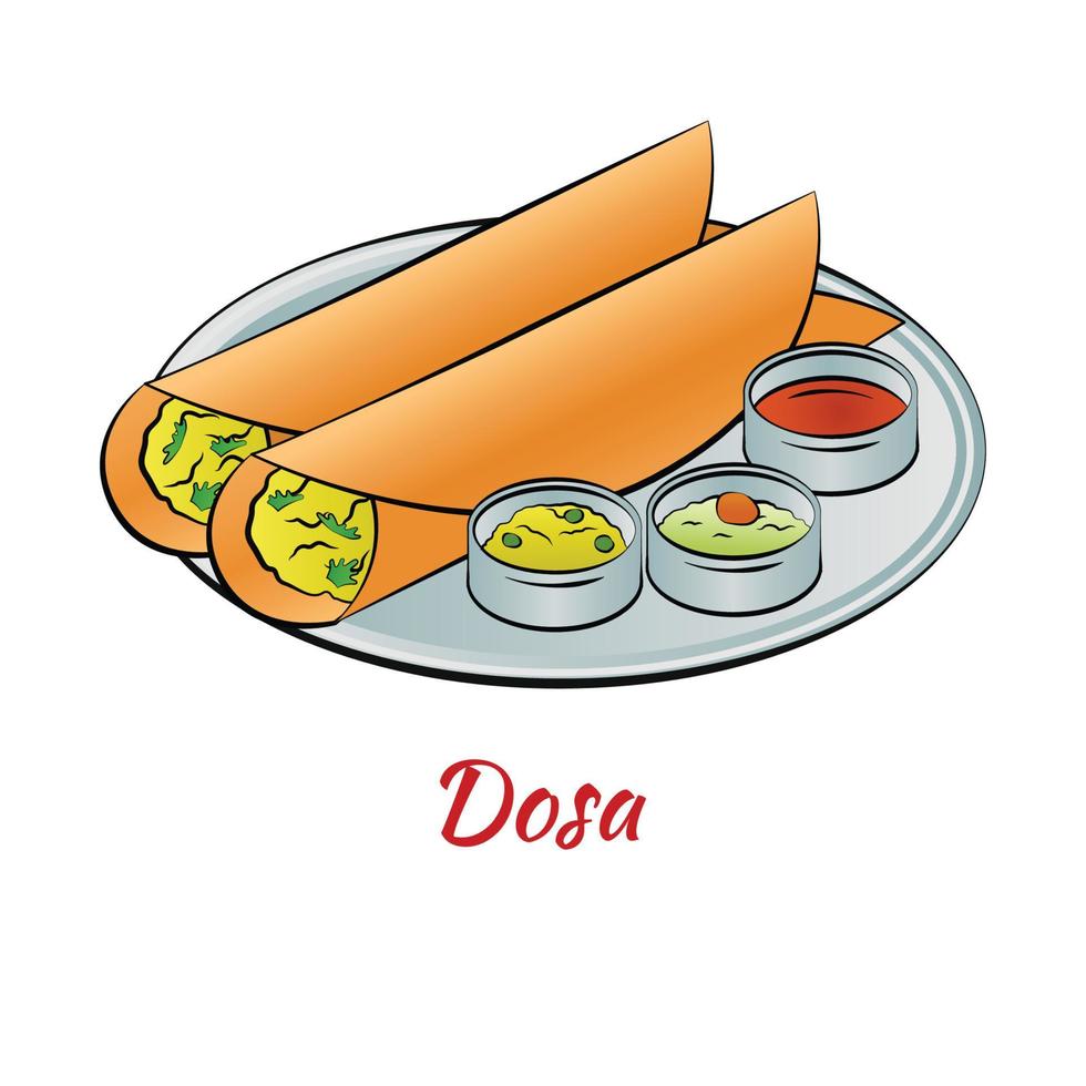 conjunto de comida deliciosa y famosa de la India en un colorido icono de diseño degradado vector